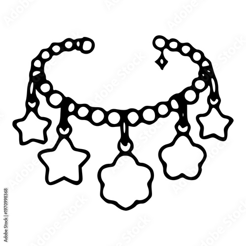 minimalist charm bracelet with stars line art