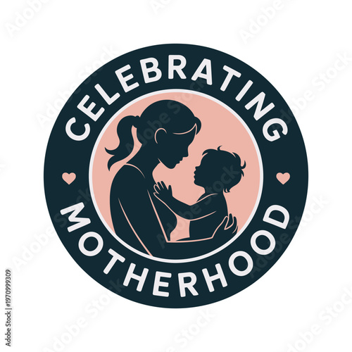 A heartwarming logo celebrating motherhood with a mother and child