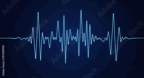 Blue sound wave on a dark background