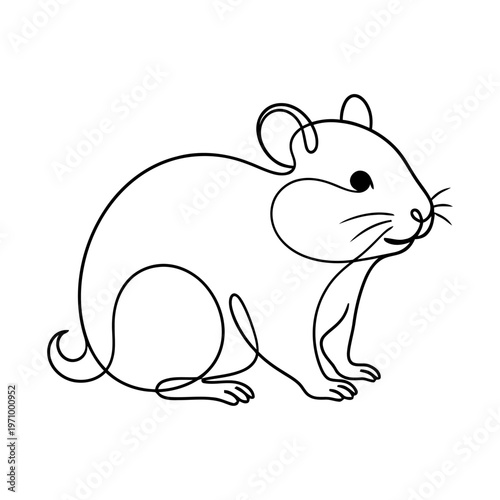 Simple continuous line drawing of a cute hamster. Perfect for coloring books, kids activities, and minimal animal illustrations.