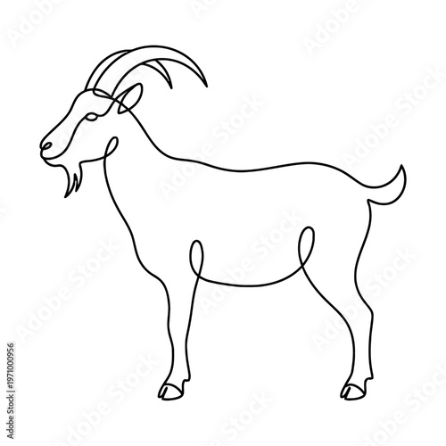 Simple continuous line drawing of a goat