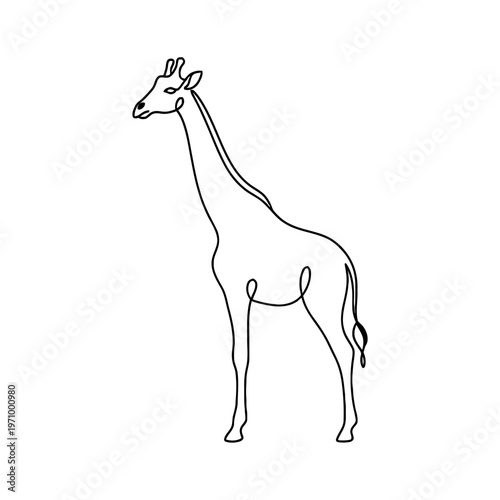 Simple continuous line drawing of a giraffe