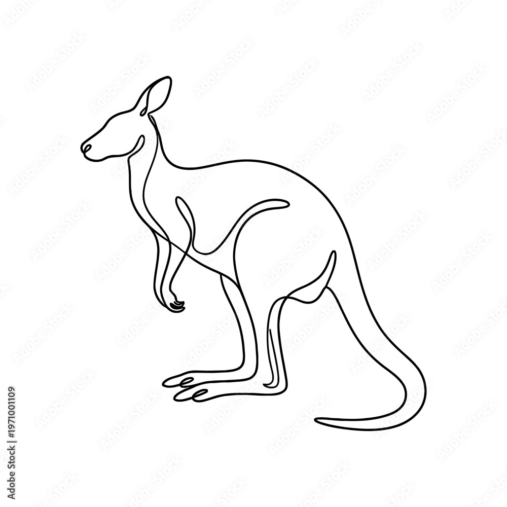 Fototapeta premium Simple continuous line drawing of a kangaroo