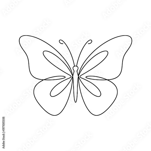 Minimal continuous line illustration of a butterfly