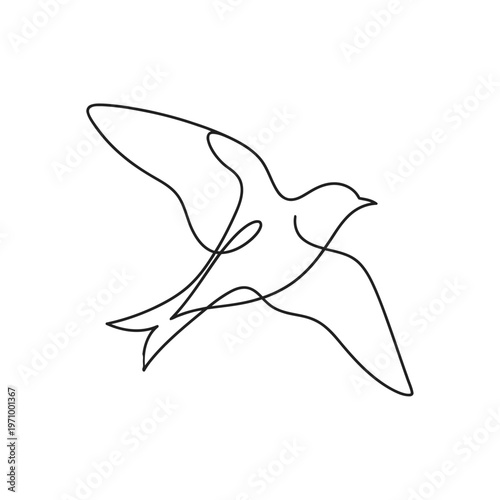 Minimal continuous line illustration of a bird