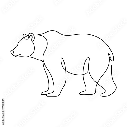 Minimal continuous line illustration of a bear
