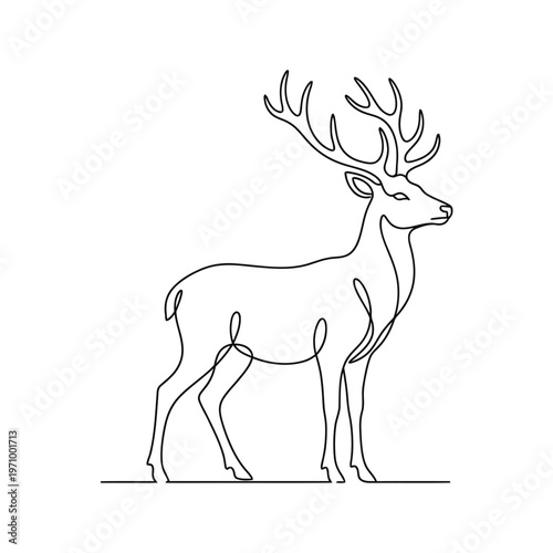Simple continuous line art drawing of a deer