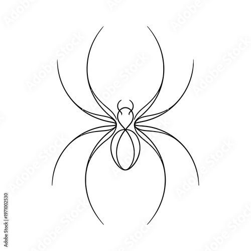 Simple continuous line art drawing of a spider