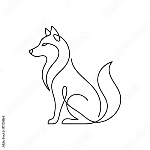 Minimal continuous line art illustration of a fog