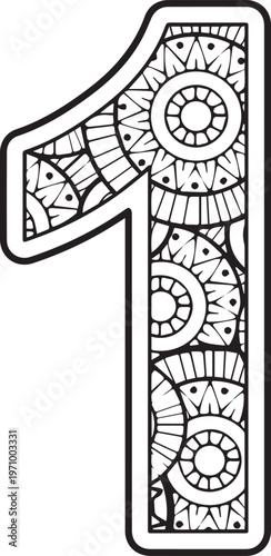 Black color number design and art numeral design 1