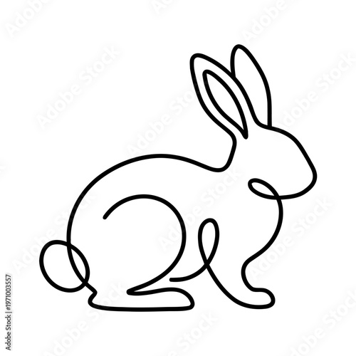 Minimal continuous line art illustration of a rabbit