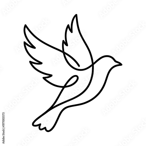 Minimal continuous line art illustration of a bird