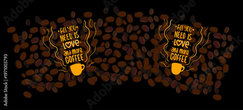 Images depicting various types of coffee, including the beans and brewing methods, against different colored backgrounds.