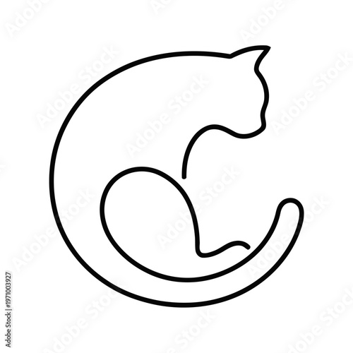 Simple continuous line drawing of a cat
