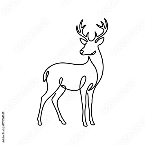 Simple continuous line drawing of a deer