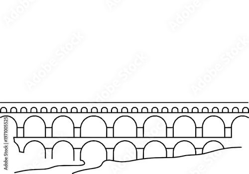 Pont du Gard Roman Aqueduct Monoline Architecture Skyline
