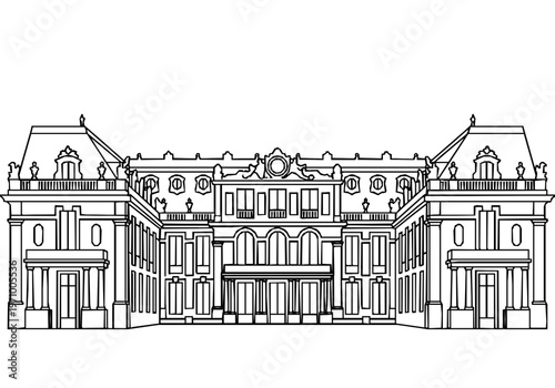Palace of Versailles Baroque Architecture Monoline Skyline