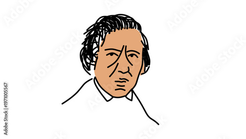 Frederic Chopin  portrait, flat vector illustration