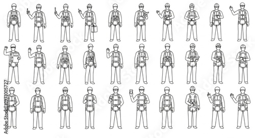 Collection of Stylized Human Figures in Black and White Sketch Style.