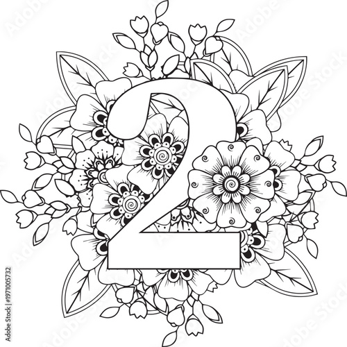 Beautiful Black color English number design 2