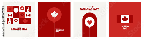 Happy Canada Day card set. Modern design.	