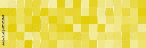 Seamless hand drawn square grid pattern. Craft yellow repeated doodled checkered background. Sketched checker paper texture. Pencil drawn journal sheet notebook template. Vector lined planer page