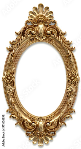 Elegant ornate gold mirror frame with baroque design elements
