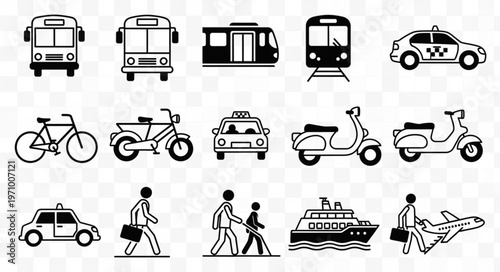 Collection of Transportation Icons and Symbols.
