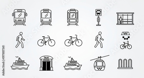 Collection of Transportation Icons and Symbols.
