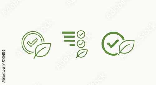Symbols representing eco-friendly, sustainable, and certified products