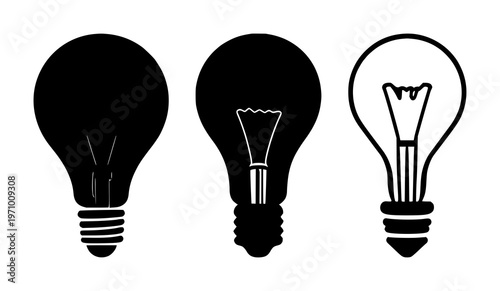 Idea spark icon set with solid black shapes featuring electric, innovation, lightning with brainstorm and creativity