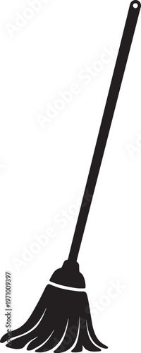 Classic broom silhouette for household cleaning and sanitation maintenance