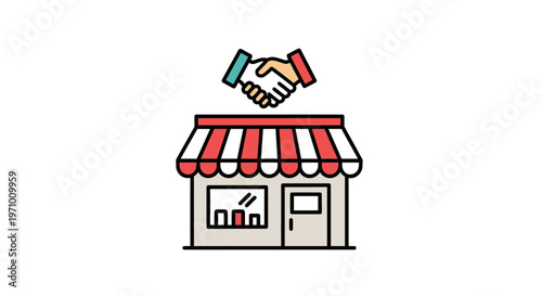 Handshake over small business store.