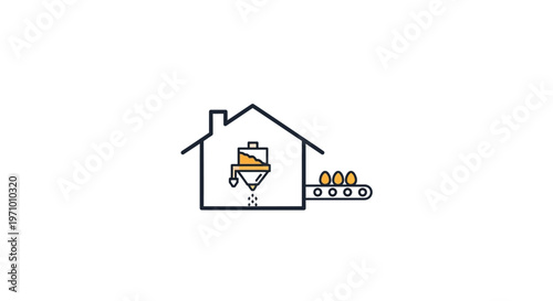 House with construction worker inside.