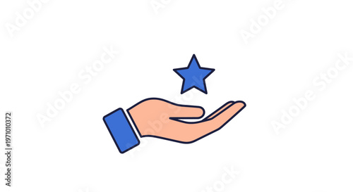 Hand with a blue star above.