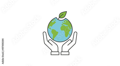Hands holding a green earth globe.