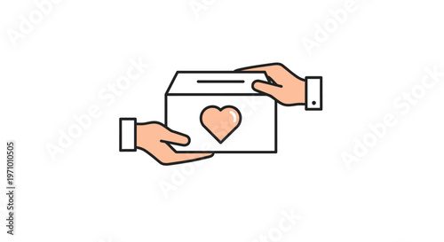 Hands passing a donation box.