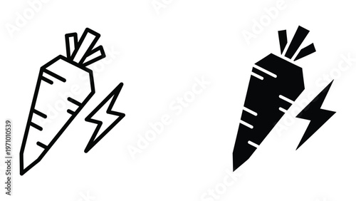 Electric carrots with lightning bolts symbolizing power or energy