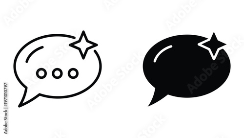 Contrast between thought bubble with ellipsis and a filled-in speech bubble with a star