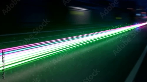 Nighttime Highway Traffic Motion Blur.