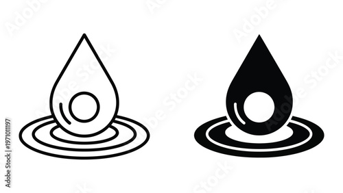 Contrast between a simple and a bold water droplet icon design