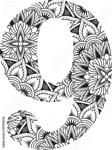 Beautiful English number design and style 9