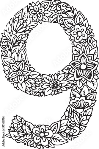 Beautiful English number design and style 9