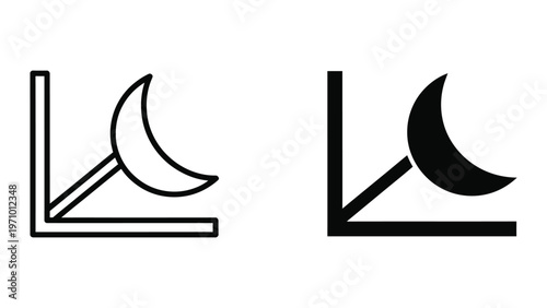 Comparison of crescent moon symbols with contrasting line styles and fills