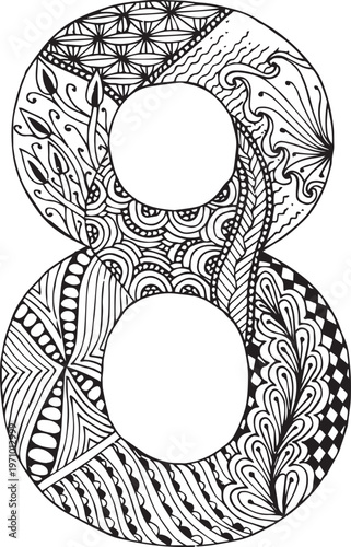 Black color number design and art numeral design 8