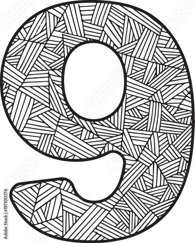 Beautiful English number design and style 9