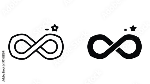 Contrasting infinity symbols with decorative elements above them in different line weights