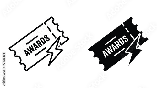 Contrast of traditional and modern award ticket designs with a torn effect.
