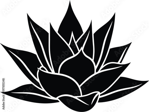 Lotus flower silhouette with sharp petals and detailed layering.
