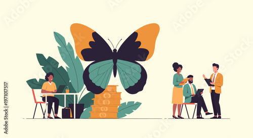 A person sits comfortably in a chair with a plant beside them, exuding a sense of calmness and serenity.